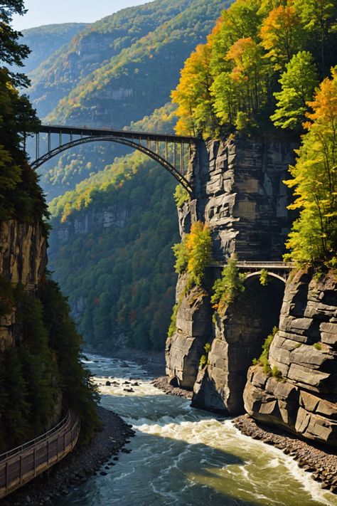 Adventure Awaits: Thrills at New River Gorge Things To Do In New River Gorge National Park, New River Gorge West Virginia, New River Gorge National Park West Virginia, West Virginia Camping, Hiking In West Virginia, West Virginia Waterfalls, Natural Bridge Virginia, West Virginia Travel, Types Of Hiking