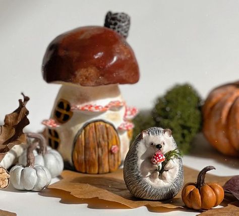 Air Dry Clay Hedgehog, Clay Hedgehog, Clay Autumn, July Aesthetic, Sunny Autumn Day, Sunny Autumn, Foam Clay, Air Clay, Class Projects