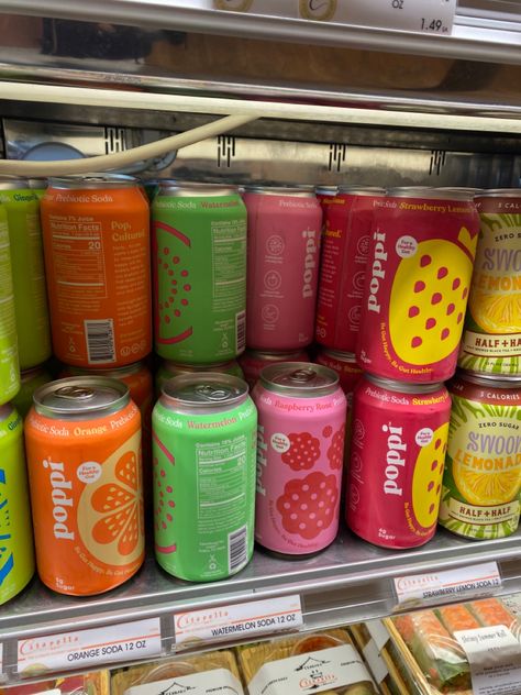 Energy Drink Fridge, Poppi Soda Aesthetic, Poppi Drink Aesthetic, Canned Drinks Aesthetic, Food Business Ideas, Probiotic Drinks, Healthy Drinks Smoothies, Orange Soda, Pretty Drinks