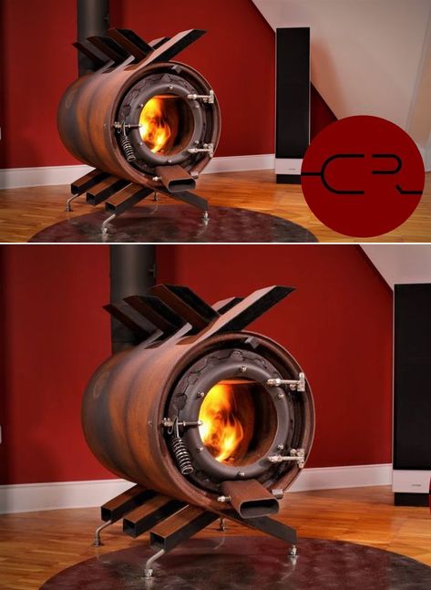 German craftsman and YouTuber André Göbel has masterfully crafted an elegant and functional air vent stove from wheel rims. He has shared the process of the build on his YouTube channel but without any commentary or subtitles, which hasn’t affected the video viewership. It has received more than 2 million views since it went online. Rocket Stove Water Heater, Backyard Bbq Pit, Wood Burning Heaters, Car Rims, Outdoor Fireplace Designs, Wood Stove Fireplace, Wood Heater, Stainless Steel Rod, Rocket Stoves