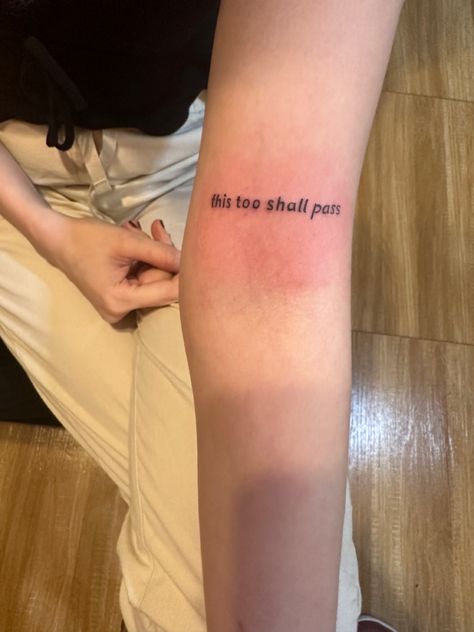 It’ll Pass Tattoo Words, This Shall Too Pass Tattoo, Simple Font Tattoo, It Will Pass Tattoo, Tattoo This Too Shall Pass Ideas, This To Shall Pass Tattoo, Itll Pass Tattoo, Therapist Tattoo Ideas, This Too Shall Pass Tattoo