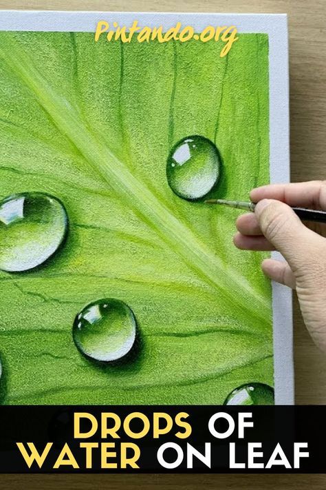 Water On Leaf, Drop Drawing, Water Drop Drawing, How To Paint Water, Paint Beach, Night Watercolor, Magnolia Art, Abstract Art Paintings Acrylics, Paint Drop