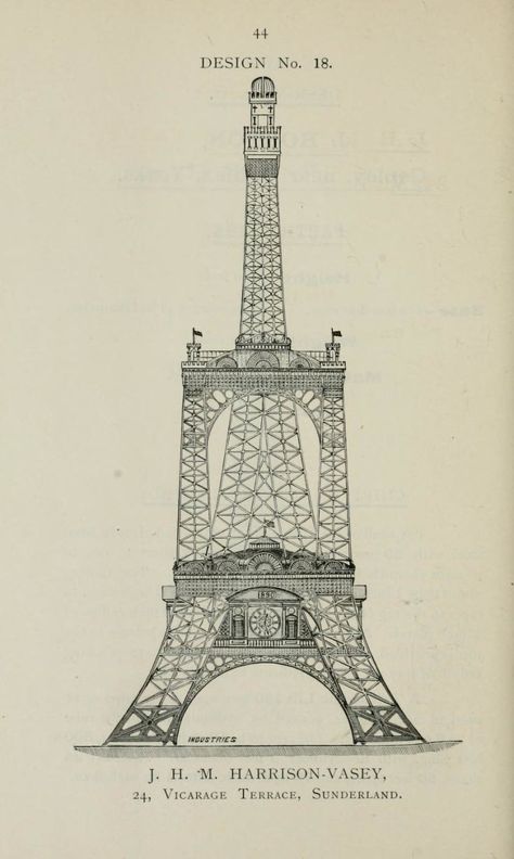 watkins , design for Eiffel tower Unbuilt Architecture, Tesla Tower, Tower Drawing, Paper Architecture, Architectural Competition, Tower Of London, World's Fair, Sunderland, Retro Futurism