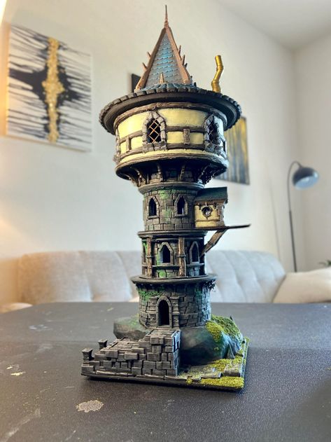 Wizards Tower Art, Wizard Tower Interior, Wizard Tower Concept Art, Witch Architecture, Minecraft Wizard Tower, Wizards Tower, Mage Tower, Foam Board Crafts, Wizard Tower