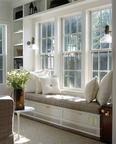 5 Must-Haves for an Interior That Looks Like a French Bistro | Atap.co Bedroom Window Seat, Window Bench Seat, Window Seat Design, Window Benches, Kitchen Benches, Window Room, Bedroom Windows, Living Room Windows, Trendy Home