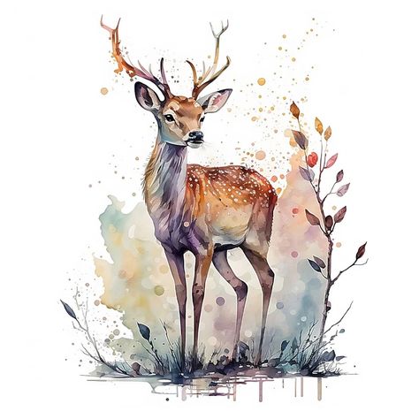 Deer Coloring Pages, Deer Watercolor, Procreate Watercolor, Cute Quotes For Instagram, Deer Drawing, Woodland Watercolor, Spirit Animal Art, Red Redemption 2, Watercolor Christmas Cards