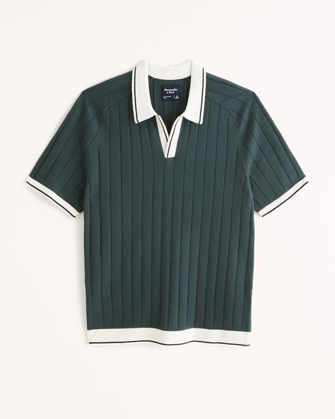 Men's Tipped Johnny Collar Sweater Polo | Men's New Arrivals | Abercrombie.com Abercrombie Outfits, Abercrombie Men, Men Tips, Sweater Polo, Johnny Collar, American Clothing, Men's Tops, Polo Sweater, Knitwear Men