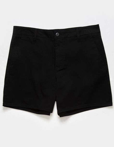 Rsq Shorter Chino Shorts. Falls Very Well Above The Knee. Slant Hand Pockets. Zip Fly. Button Waist. Dual Back Welt Pockets With Rsq Logo Flag At Right Pocket. Approximate Inseam: 5". Approximate Outseam: 16". 68% Cotton, 30% Repreve Recycled Polyester, 2% Spandex. Machine Wash. Imported. | Rsq Shorter 5'' Chino Shorts Dress Shorts Men, Black Dress Shorts, Mens Slacks, Pants Outfit Men, Black Shorts Men, Chino Pants Men, Black Short Dress, Shorts Men, Chino Shorts