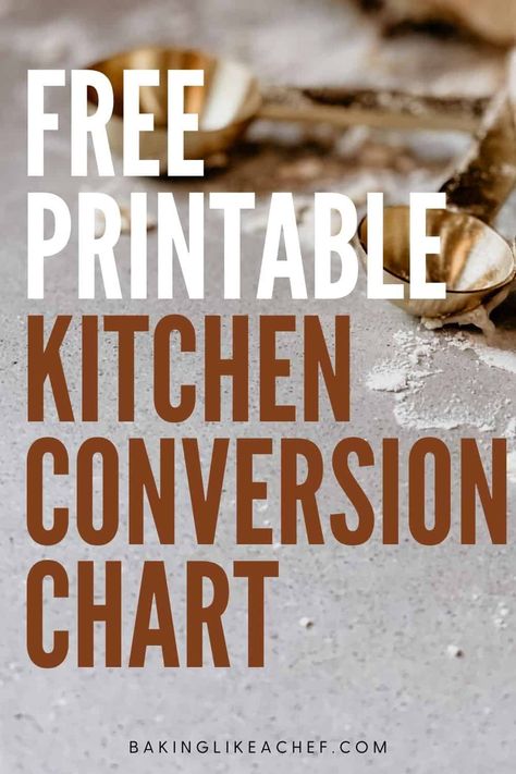 Forget the confusion around cooking measurements, baking equivalents, and cooking conversions. All you need in the kitchen is a good kitchen conversion chart. Here is a handy guide that includes liquid conversions, a dry conversion chart, and an oven temperature conversion table. Plus, download and print a FREE cooking conversion chart. | www.bakinglikeachef.com Baking Measurements Chart, Oven Temperature Conversion, Kitchen Measurements Chart, Temperature Conversion Chart, Conversion Chart Printable, Cooking Conversion Chart, Baking Conversion Chart, Baking Chart, Kitchen Conversion Chart