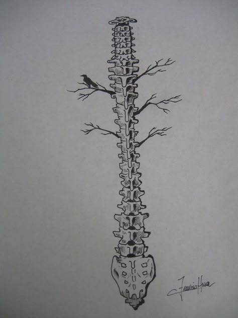 Spine tree tattoo Spine Artwork, Spine Tattoos Vertebrae, Artistic Spine Tattoos, Scary Spine Tattoos, Spine Tattoo Of Spine, Tattoo Of Spine Bones, Metal Spine Tattoo, Realistic Spine Tattoo, Unique Spinal Tattoos