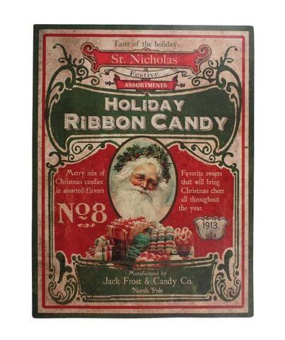 Old Fashioned Christmas Candy Sign - Santa with Ribbon Candy Old Fashioned Christmas Candy, Images Noêl Vintages, Jul Diy, Candy Signs, Ribbon Candy, Christmas Ephemera, Tin Canisters, Vintage Christmas Images, Holiday Ribbon