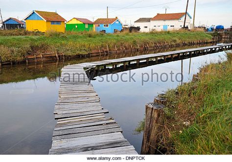 Typical oyster farming village in Marennes-Oléron area in Charente-Maritime, France - Stock Image Oyster Farming, Farming Village, Aquitaine, Plein Air, Stock Photography, Photo Image, Dresser, Vector Illustration, Stock Images