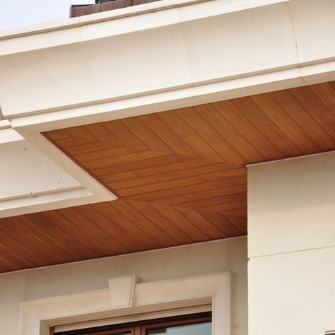 Roof Soffits, Balcony Ceiling, Ceiling Cladding, Pvc Ceiling Design, Water House, Pvc Ceiling, False Ceiling Design, Wood Ceilings, Exterior Siding