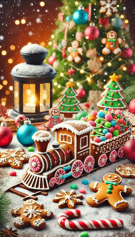 Gingerbread Decorating Ideas, Gingerbread Train, Gingerbread Cookies Decorated, Craft Market Display, Sweet 16 Decorations, Gingerbread House Decorations, Christmas Outfit Ideas, Candy Flowers, Candy Art