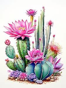 Opuntia Cactus, Blooming Succulents, Cactus Clipart, Blooming Cactus, Cactus Painting, Watercolor Cactus, Desert Cactus, Craft Stickers, Diy Frame