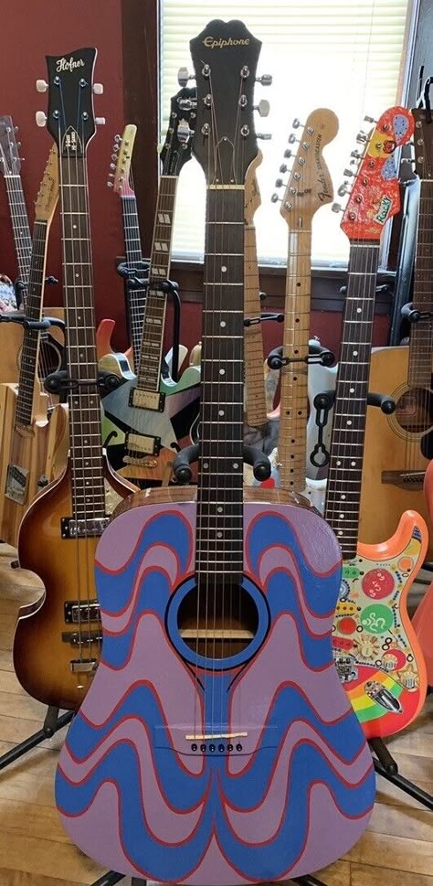 Psychedelic Epiphone acoustic guitar hand painted 60's 67 design | eBay Cool Acoustic Guitar Designs, Custom Guitars Acoustic, Art On Guitar, Painted Guitar Acoustic, Guitar Painting Ideas, Painted Acoustic Guitar, Guitar Art Diy, Guitar Paintings, Acoustic Guitar Design