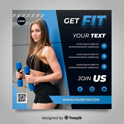 Flyer deportivo con foto | Free Vector #Freepik #freevector #flyer #plantilla #deporte #aptitud Sport Flyer, Gym Banner, Free Social Media Templates, Impact Design, Education Banner, Fitness Flyer, Gym Poster, Types Of Social Media, Facebook Cover Design