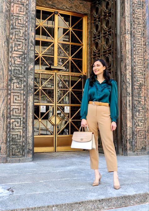 Brown And Aqua Outfit, Teal Work Outfit, Teal Blouse Outfit, Teal Jacket Outfit, Teal Shirt Outfits, Teal Shirt Outfit, Teal Sweater Outfit, Teal Pants Outfit, Blouse Outfit Work