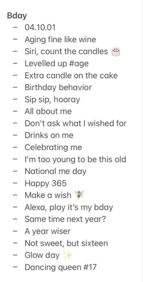 Sweetest Birthday Message, Aesthetic Birthday Captions For Yourself, Instagram Caption For Selfies, Cute Captains For Instagram, Birthdays Captions Instagram, Aesthetic Bday Captions, Aesthetic Words For Caption, Quote For Instagram Captions, Random Bios For Instagram