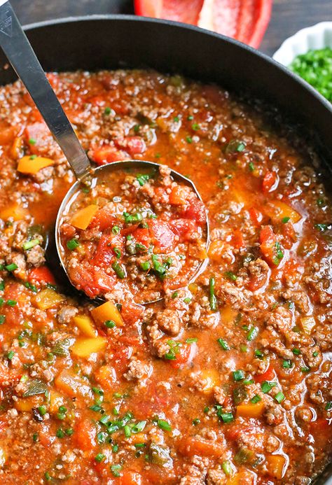 Paleo Whole30 Stuffed Pepper Soup - Real Food with Jessica Paleo Stuffed Peppers, Creamy Zucchini Soup, Healty Dinner, Paleo Crockpot, Stuffed Pepper, Pepper Soup, Paleo Recipes Easy, Paleo Diet Recipes, Paleo Lunch