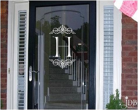 40 Front Door Initial/Monogram Ideas Glass Front Door Ideas, Storm Door Makeover, Suffolk House, Front Door With Screen, Curb Appeal Ideas, Glass Storm Doors, Front Door Ideas, Storm Doors, Luxury Decoration