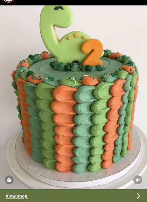 Dino Birthday Cake, Second Birthday Cakes, Dinosaur Birthday Theme, Baby Boy Birthday Cake, Boys 1st Birthday Party Ideas, 1st Birthday Pictures, Green Cake, Dinosaur Cake, Simple Birthday Cake