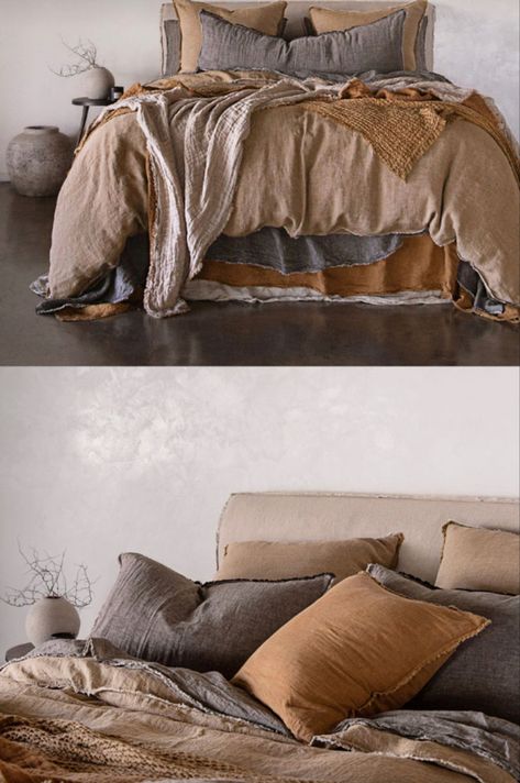 Bedding Ideas Earth Tones, Rust Comforter Bedroom, Camel Bedding, Earth Tone Bedding, Earthy Room, Paradise House, Taupe Bedding, Teal Bedding, Fall Bedding