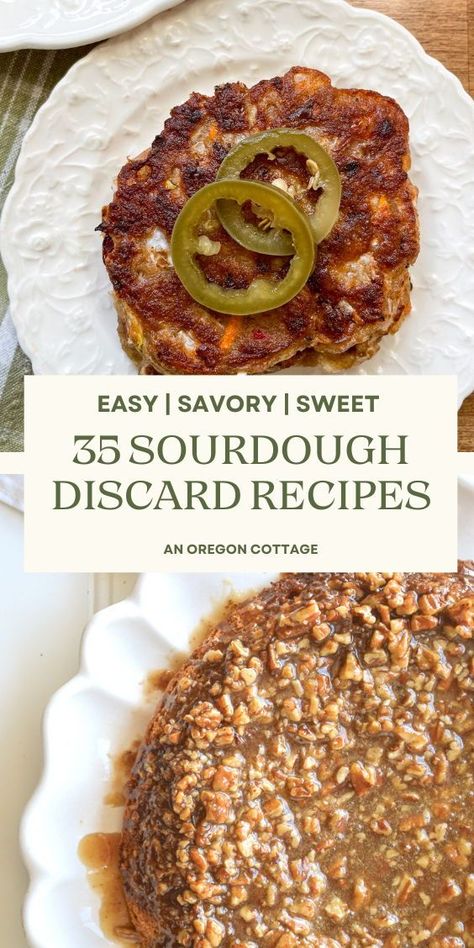 Tired of letting your sourdough starter go to waste? Unlock the full potential of your starter with these 35 easy and delicious sourdough discard recipes. From breakfasts to desserts to dinner, these are the mouthwatering dishes that'll keep everyone coming back for more. Save time, money, and reduce food waste while enjoying the taste of your homemade creations! Soir Dough Discard Recipes, Sourdough Discard Recipes That Use A Lot Of Discard, Sourdough Starter Discard Recipes Easy, Recipes Using Sourdough Starter Discard, Sourdough Discard Savory Recipes, What To Do With Sourdough Bread, Overnight Sourdough Discard Recipes, Sourdough Recipes Discard, Leftover Sourdough Bread Recipes