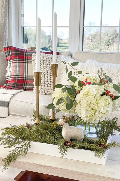 Coffee Table Vignettes, Christmas Vignette, Christmas Coffee Table Decor, Christmas Vignettes, Christmas Home Decor, Winter Diy, Cozy Decor, Affordable Home Decor, Christmas House