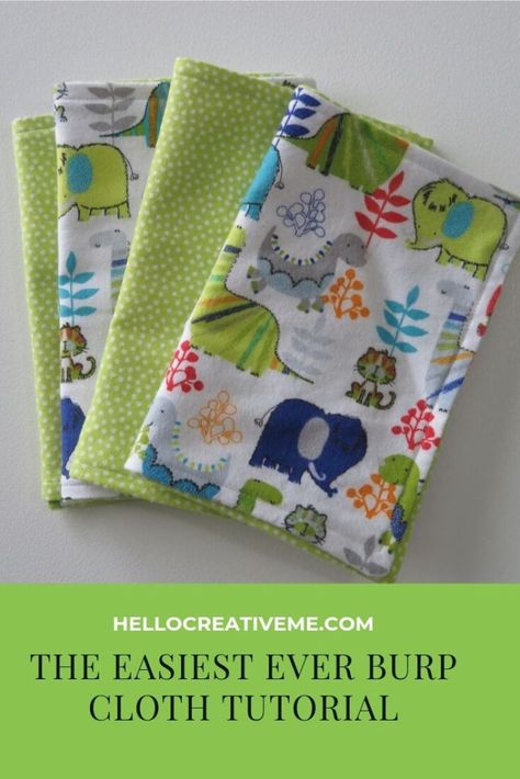 The Easiest Ever Burp Cloth Tutorial - Hello Creative Me Baby Gift Sewing Projects, Flannel Projects, Baby Burp Cloths Diy, Cloth Tutorial, Burp Cloth Tutorial, Quilt Runners, Burp Cloths Diy, Burp Cloth Patterns, Burb Cloth