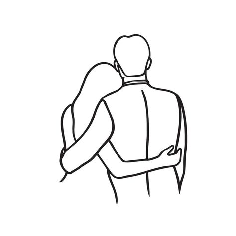 2 People Together Drawing, Doodle Drawings Love Cute, Man And Woman Illustration, Couple Hug Sketch, Love Expressions Drawing, Man Hugging Woman Drawing, Sketch For Couple, Easy Hug Drawing, Couples Sketch Drawing