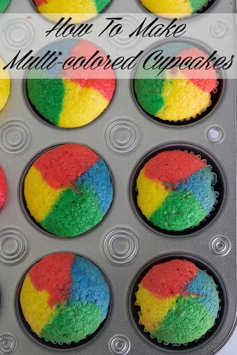 Color Cupcakes, Multi Color Cake, Colored Cupcakes, Cupcake Decorating Tips, Colorful Cupcakes, Pudding Cookies, Pool Birthday, Baby Activities, Rainbow Cupcakes