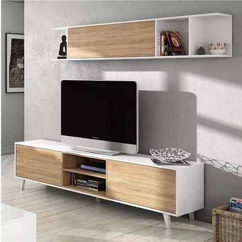 Mueble Tv Lcd Mesa Para Tv Vajillero Rack Led Con Repisa - $ 5.499,98 en Mercado Libre Tv Rack Design, Modern Wall Units, Wall Unit Designs, Modern Tv Wall Units, Tv Stand Designs, Wall Tv Unit Design, Tv Wall Decor, Rack Tv, Tv Wall Unit