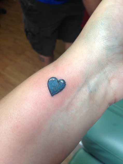 Blue Heart Tattoos For Women, Small Blue Heart Tattoo, Blue Heart Tattoo Ideas, Blue Heart Tattoo, Watercolor Heart Tattoos, Lover Tattoo, Tiny Heart Tattoos, Heart Tattoos, Tattoos For Lovers