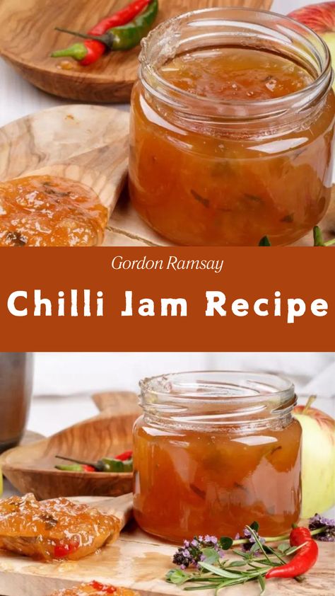 Gordon Ramsay Chilli Jam Recipe Chilli Jam Recipe Jamie Oliver, Chili Jam Recipe, Chilli Jelly Recipe, Garlic Jam, Chilli Jam Recipe, Gordon Ramsay Home Cooking, Chili Jam, Gordon Ramsey Recipes, Savory Jam