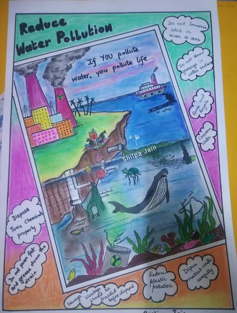 #pollution #waterpollution #pisterpollution Public Awareness Poster, Air Pollution Poster Creative, Water Pollution Poster Drawing, Land Pollution Poster, Types Of Pollution Poster, Water Pollution Poster Project, Water Pollution Art, Water Pollution Drawing, Water Pollution Poster