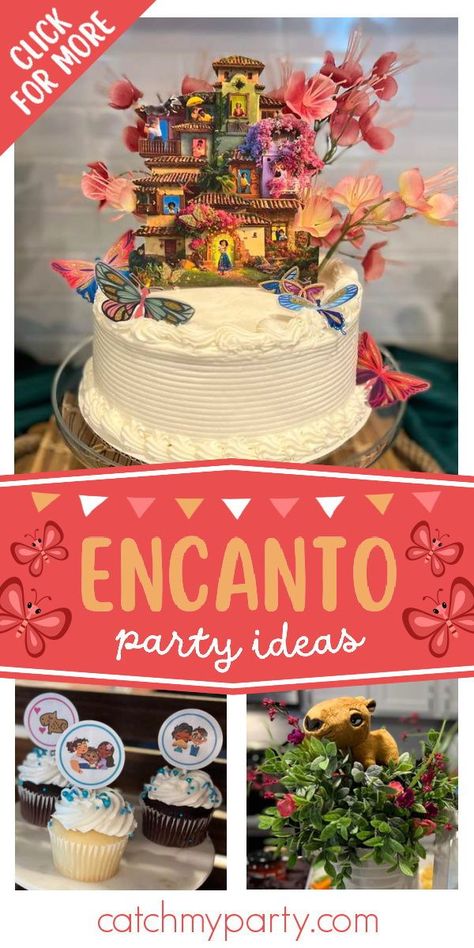 Take a look at this incredible Encanto birthday party! The birthday cake is fabulous! See more party ideas and share yours at CatchMyParty.com Encanto Birthday Party, Passion Tea Lemonade, Encanto Birthday, Encanto Party, 4th Birthday Party, Girls Birthday Party Themes, Party Trends, Birthday Party Activities, Childrens Birthday Party