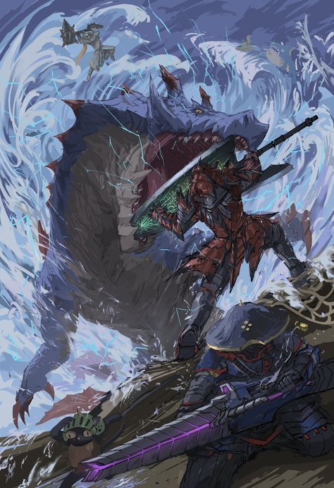 Lagiacrus Art, Monster Board, Monster Hunt, Monster Hunter Series, Monster Hunter Art, Cool Monsters, Monster Hunter World, Theme Background, Fantasy Dragon