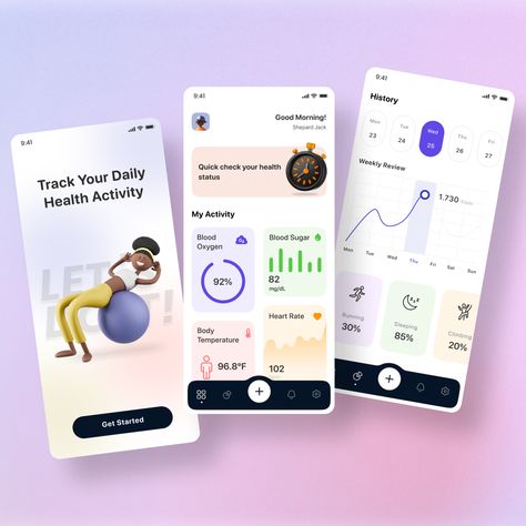 Fitness Mobile App Healthcare Dashboard, Fitness Dashboard, Fitness App Ui, Dance App, Mobile App Interface, Wellness App, Health Quiz, Interactive Web Design, Fit App