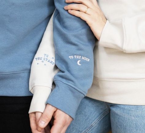 Clothes Embroidery Diy, Matching Hoodies, The Moon And Stars, Embroidery Hoodie, Couples Sweatshirts, Matching Sweatshirts, Embroidery On Clothes, Embroidery Sweatshirt, Couples Hoodies