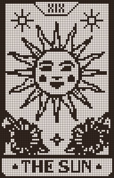 Alpha pattern #149614 variation #300955 | BraceletBook Alpha Pattern Tarot Card, Cross Knitting Pattern, Tarot Card Crochet Pattern, Witchy Pixel Art Pattern, Crochet Colorwork Pattern, Crochet Tapestries Pattern, Tarot Card Crochet Tapestry Pattern, Witchy Tapestry Crochet, Simple Grid Art