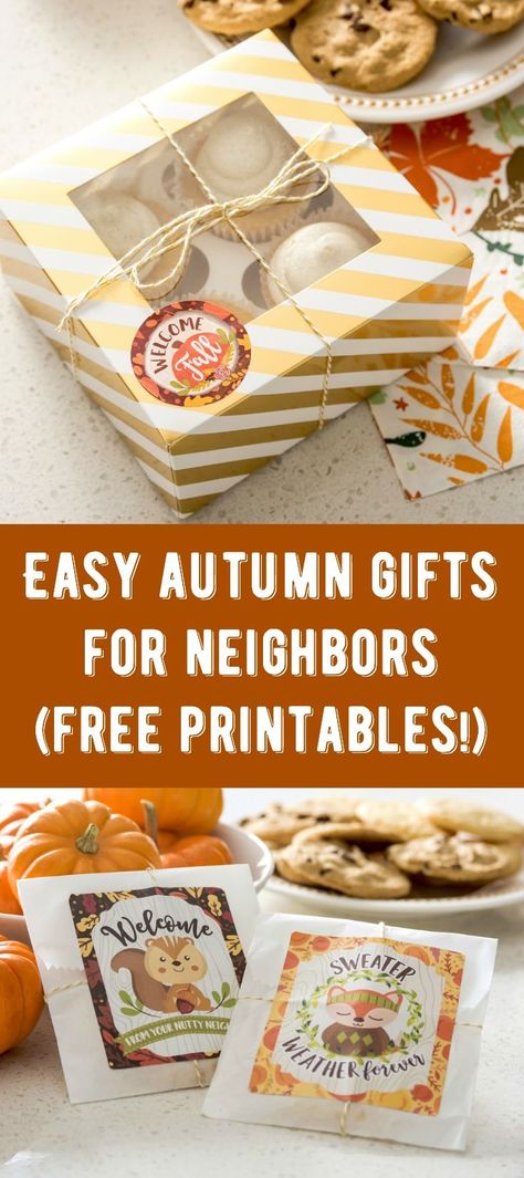 Celebrate autumn with these fun and sweet DIY gifts for neighbors! They are so easy to assemble, and everyone will love the homemade vibe. Get free printables, too, including one for just moving in! via @modpodgerocks #GiveBakery #firstdayoffall Diy Gifts For Neighbors, Sweet Diy Gifts, Free Autumn Printables, Gifts For Neighbors, Thanksgiving Decorations Diy, Fall Printables, Easy Thanksgiving, Autumn Gifts, Neighbor Gifts