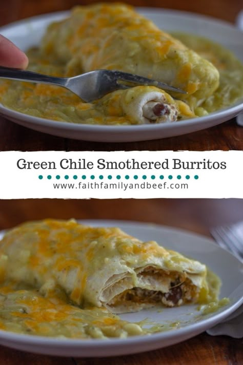 Smothered Green Chile Burritos, Wet Burrito Green Sauce Recipe, Smothered Burritos Green Chili, Smoother Burrito Green Chili, Colorado Green Chili Smothered Burritos, Green Chile Pork Burritos, Green Chile Beef Burritos, Smothered Ground Beef Burritos, Green Chile Smothered Burritos