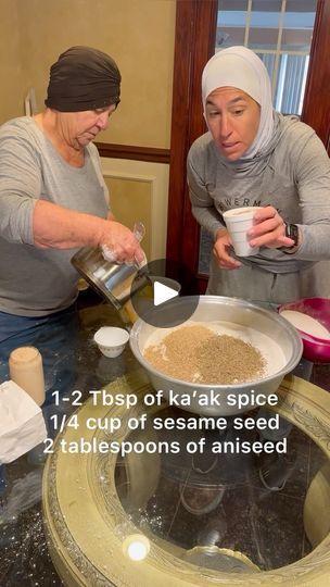 12K views · 111 reactions | Lol, you have to wait for it. 😂🤣 this video is priceless and it’s an amazing recipe. The Lebanese make these all the time for holidays and Eid.. Save and share. 

Ka’ak El Eid

2 1/2 pounds of flour or 8 cups of pastry flour alternative all purpose flour
1 1/2 pounds of sugar or 3 3/4 of a cup of sugar
1 tablespoon of yeast
2 cups of ghee or clarified butter
1-2 Tbsp of ka’ak spice
1/4 cup of sesame seed
2 tablespoons of aniseed
1 cup of warm evaporated milk 
1 cup of warm milk

Warm your milks up, then add yeast and set aside. 
In large bowl add the flour, sugar, ka’ak spice, aniseed, sesame seed,and ghee.  Mix this with your hands until the dough is flaky like a pastry. Then add in the warm milk with yeast mixture. If The dough is too hard add more milk very Flour Alternatives, Sesame Seed, Dairy Drinks, Pastry Flour, Ramadan Recipes, No Dairy Recipes, All Purpose Flour, Clarified Butter, Wait For It