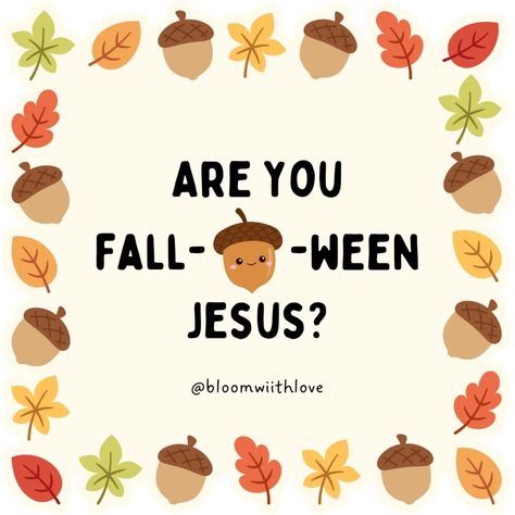 "Are You Fall-O-Ween Jesus" is a playful phrase that combines the themes of Halloween with a focus on Jesus. It invites individuals to consider how they can celebrate their faith and values, even during times of cultural festivities, the idea of celebrating faith in a fun and festive context while reminding them to keep Jesus at the centre. Fun Costumes, Fall O, Jesus Is, Focus On, Bible, Jesus, Festival, Halloween, Celebrities