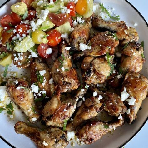 Mediterranean Chicken Wings, Greek Chicken Wings, Greek Wings, Wing Marinade, Bake Turkey Wings Recipe, Marinated Wings, Chicken Wing Seasoning, Chicken Wing Marinade, Greek Taverna