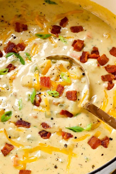 BEST Potato Soup Recipe - Carlsbad Cravings Potatoes Soup, Creamy Potato Soup Recipe, Homemade Potato Soup, Best Potato Soup, Shrimp Risotto, Creamy Chicken Noodle Soup, Potato Soup Easy, Carlsbad Cravings, Creamy Potato Soup