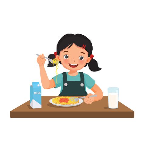 Delicious Spaghetti, Cloud Stencil, A Glass Of Milk, Fork And Spoon, Feeling Excited, Forks And Spoons, Glass Of Milk, Vector Art, Vector Free