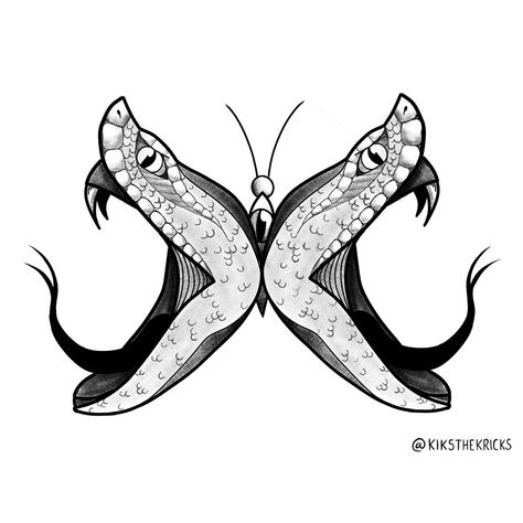 Snake Head Butterfly Tattoo, Butterfly Snake Tattoo, Snake And Butterfly Tattoo, Drawing Ideas Snake, Snake Butterfly Tattoo, Drawing Ideas Butterfly, Snake And Butterfly, Bday Tattoo, Mirror Tattoos