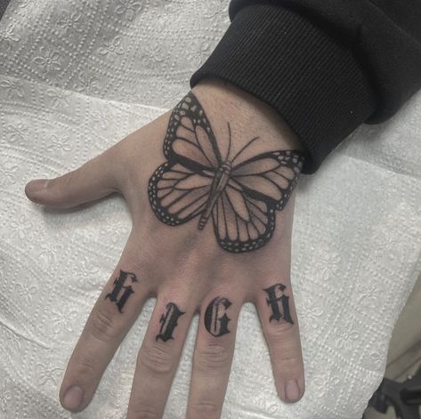 Butterfly Tattoo Men Hand, Butterfly Tattoo On Hand Men, Butterfly Hand Tattoo Men, Butterfly On Hand Tattoo, Butterfly Tattoo Hand, Vibes Tattoo, Mens Butterfly Tattoo, Dynamic Tattoo, Borboleta Tattoo